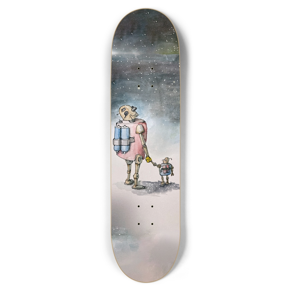 One Thousand Robots art 8.5" Skateboard Deck